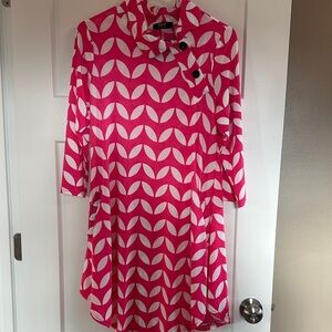 Pink and White Geometric Dress